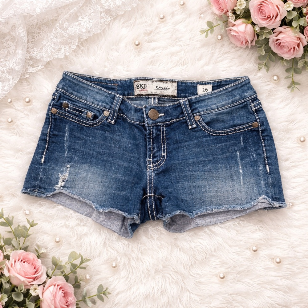 BKE Starlite Women's Distressed Blue Jean Shorts